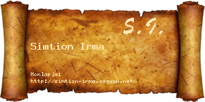 Simtion Irma névjegykártya